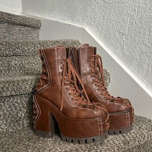 Brown Corset Platform Boots